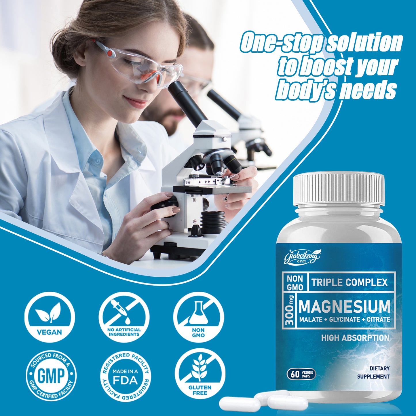 OEM custom private label magenesium glycinate supplement triple complex magnesium capsules