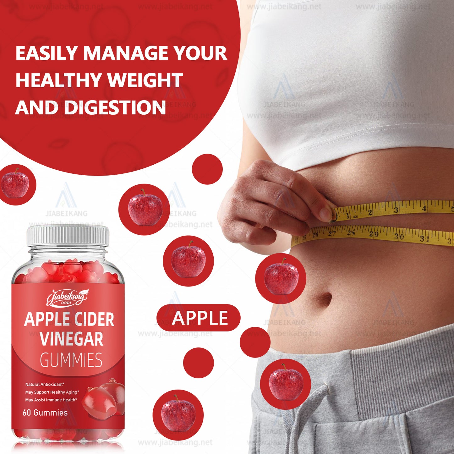Apple Cider Vinegar Natural Plant Extract Burn Fat Product health care supplement Detox Gummies Candy