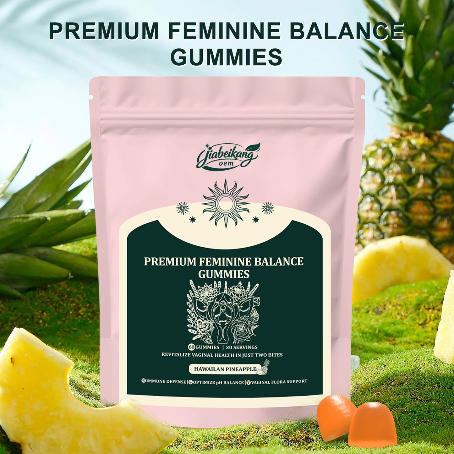 Jiabeikang Factory Ready Stock Wholesale OEM ODM Custom Vaginal Vitamin Healthy Vaginal Flora Feminine Balance Gummies