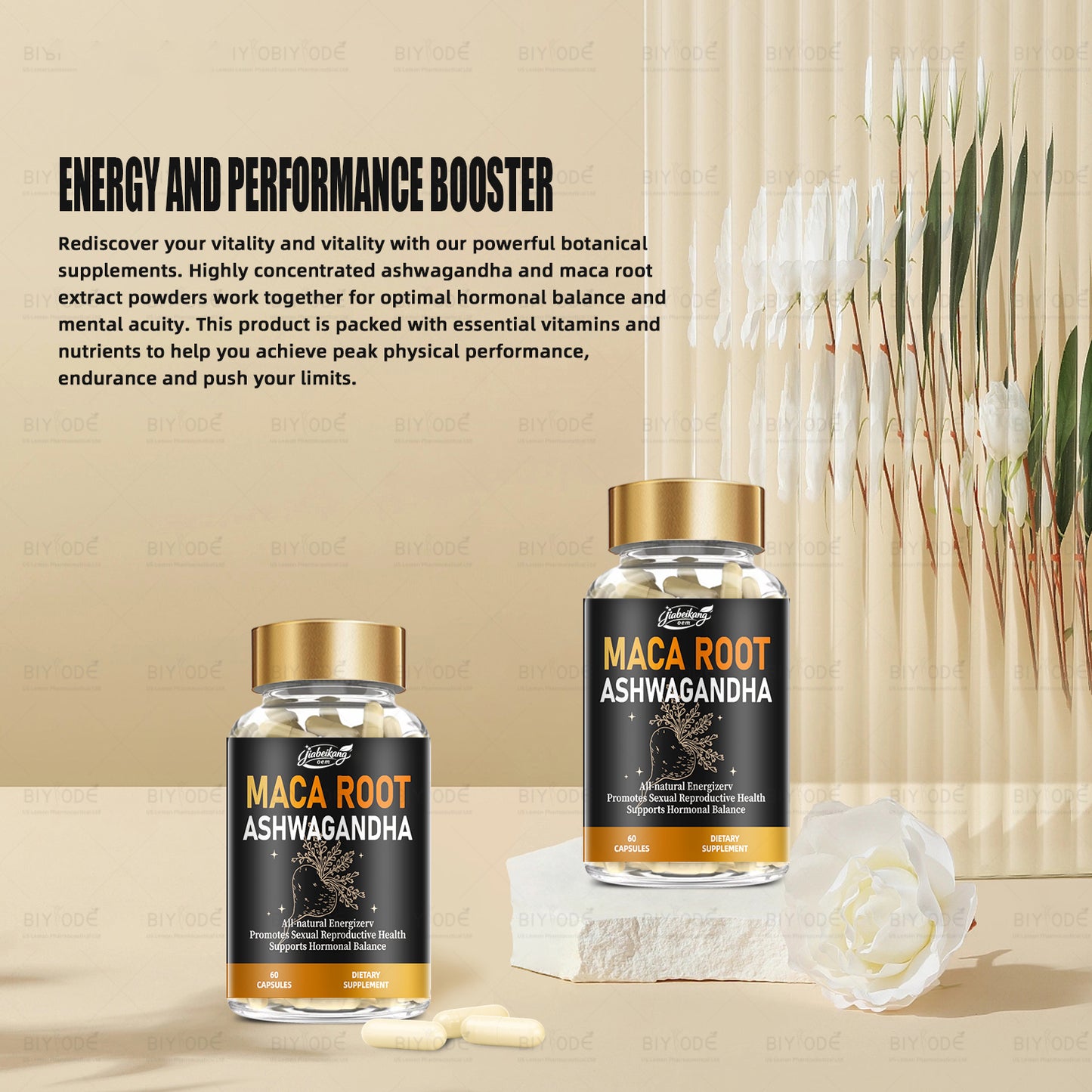 OEM ODM custom private label supplement manufacturer herbal supplements maca roots ashwagandha capsules