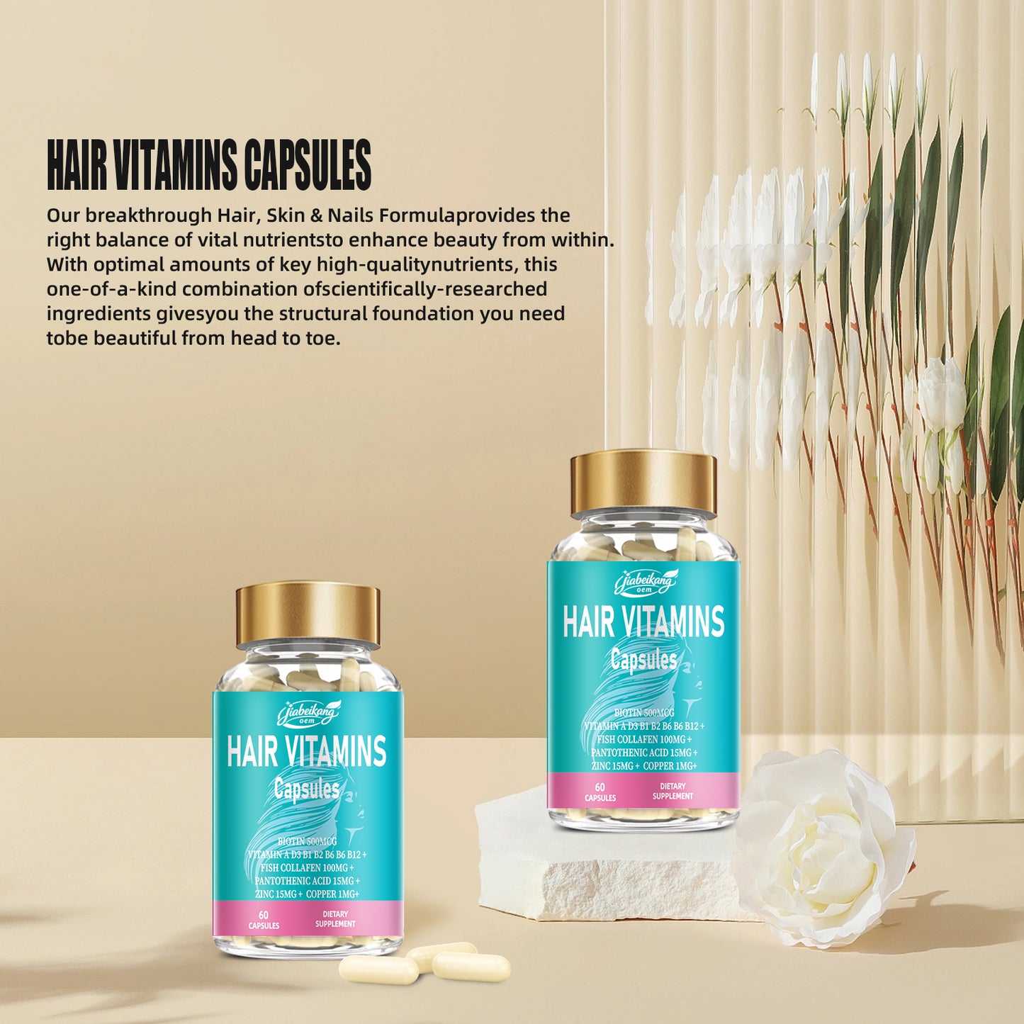 hot sale wholesale hair vitamins nails and skin capsules