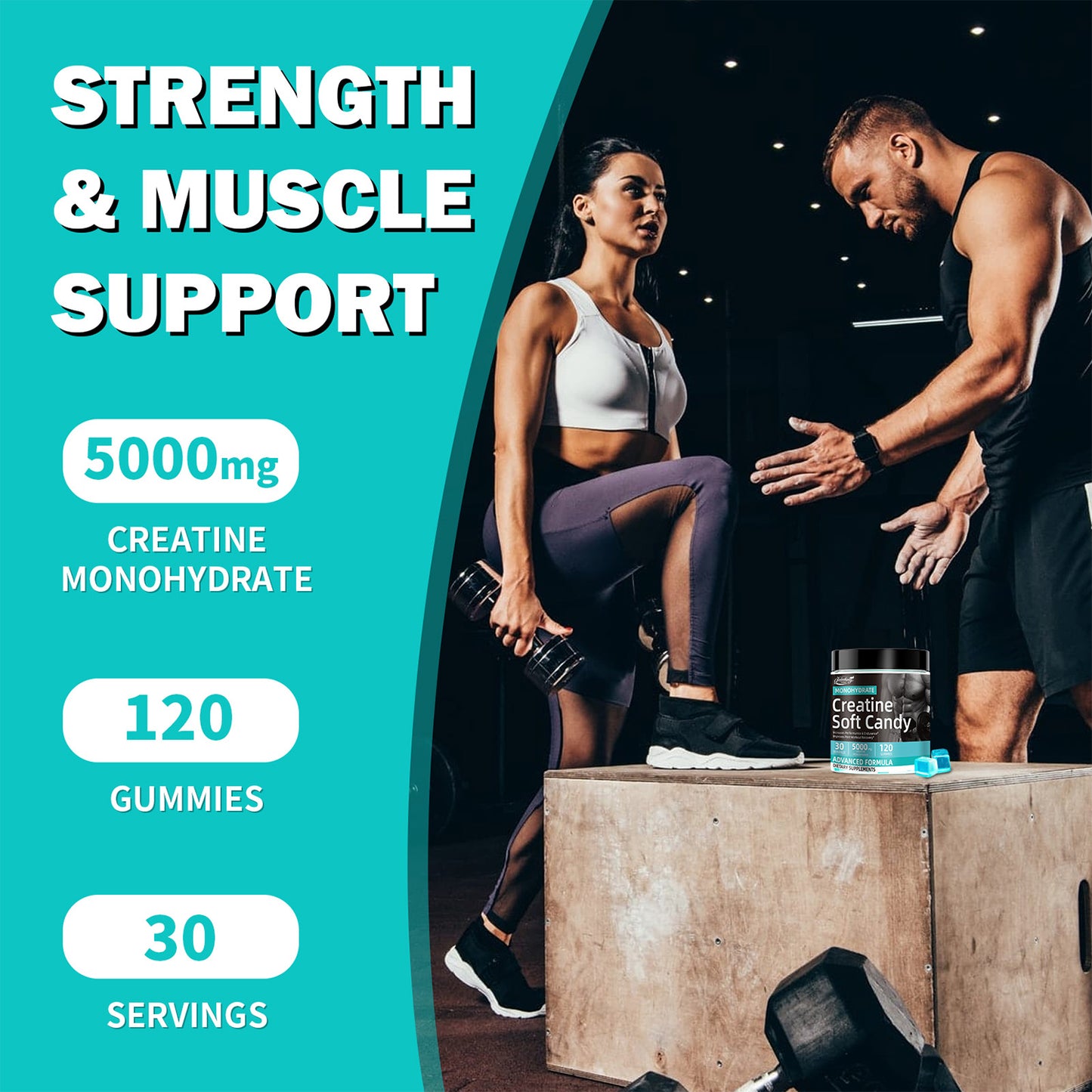 Creatine monohydrate pre workout supplement energy booster wholesale creatine soft candy gummies