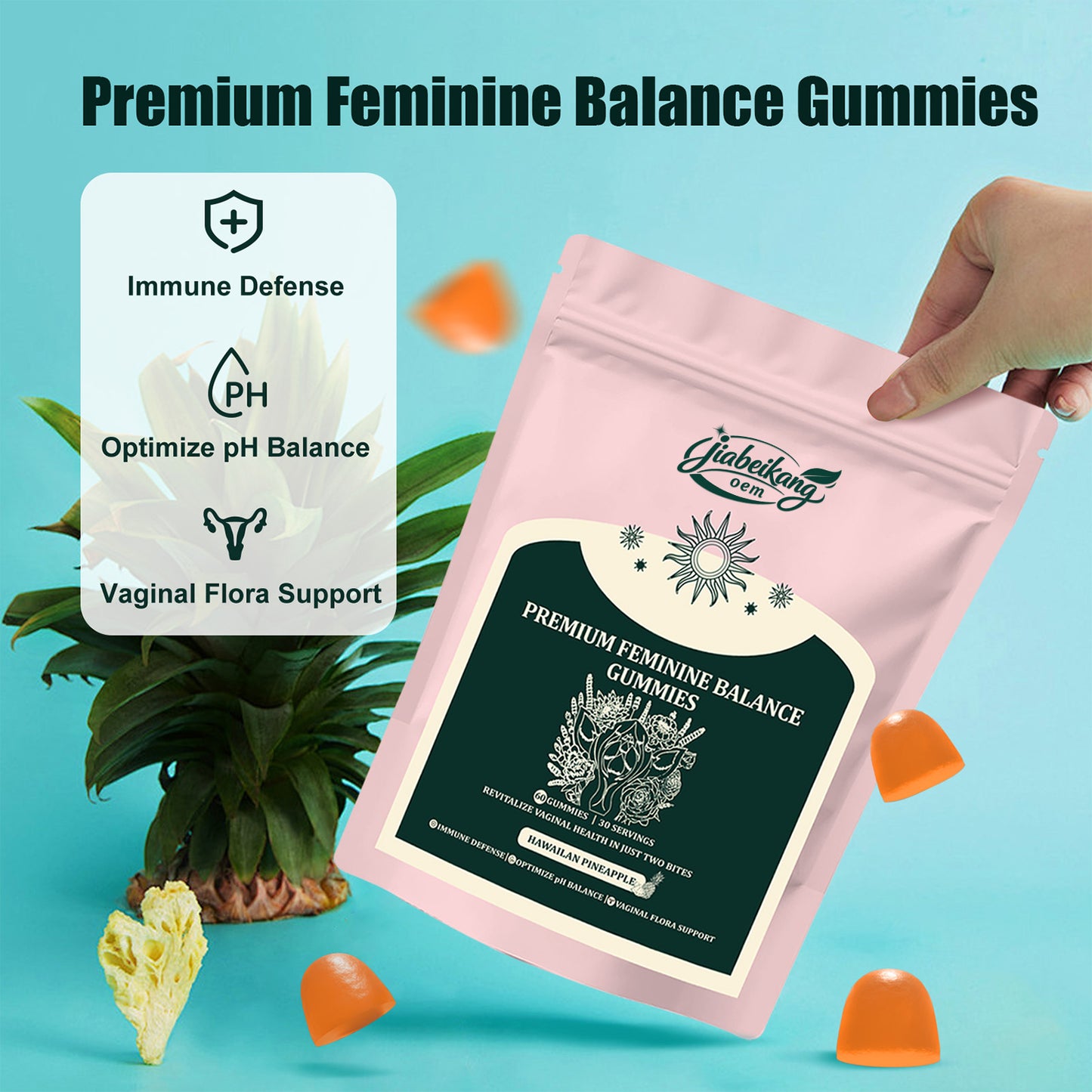 Jiabeikang Factory Ready Stock Wholesale OEM ODM Custom Vaginal Vitamin Healthy Vaginal Flora Feminine Balance Gummies