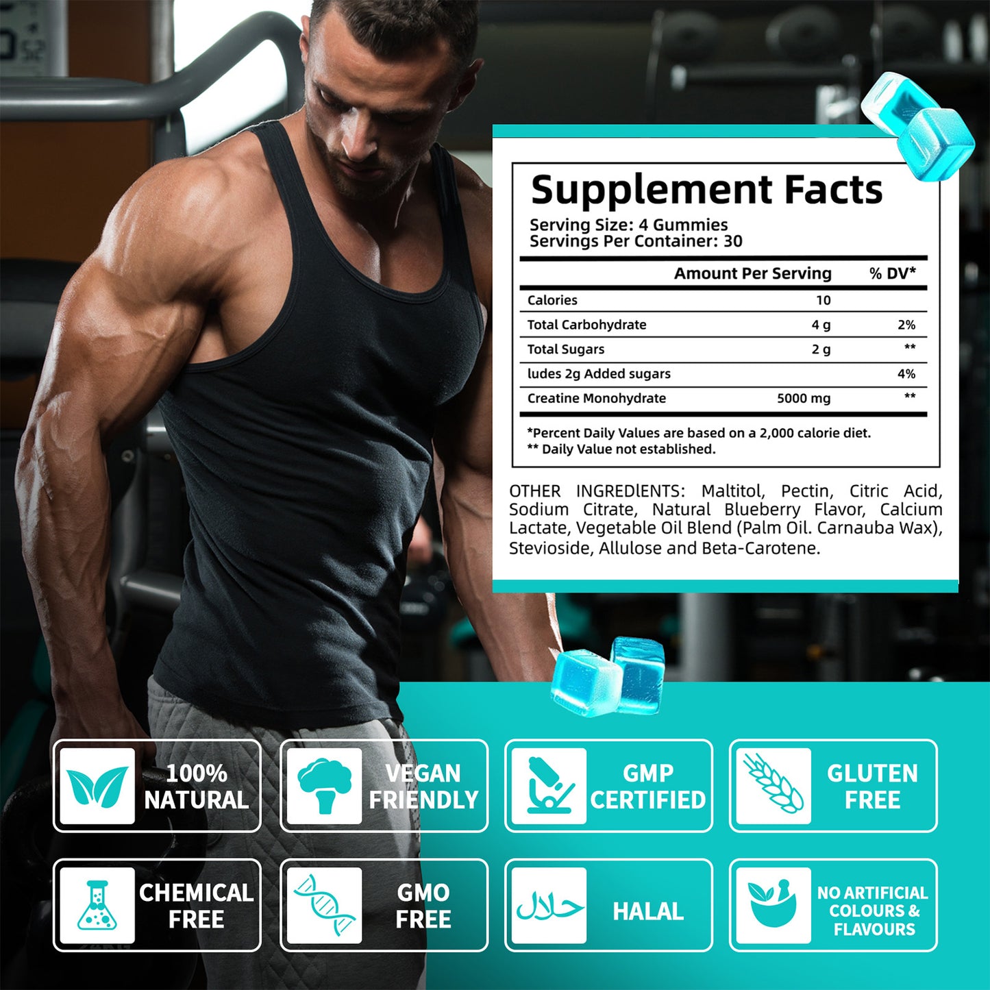 Creatine monohydrate pre workout supplement energy booster wholesale creatine soft candy gummies