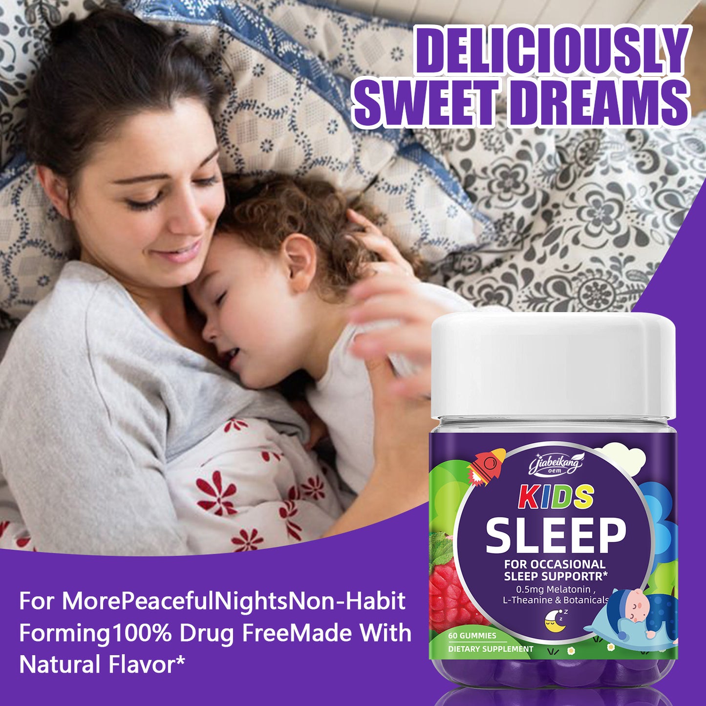 Ready Stock Wholesale or OEM ODM Custom Kids Multi vitamin Supplement Children Melatonin Sleep Better Gummies
