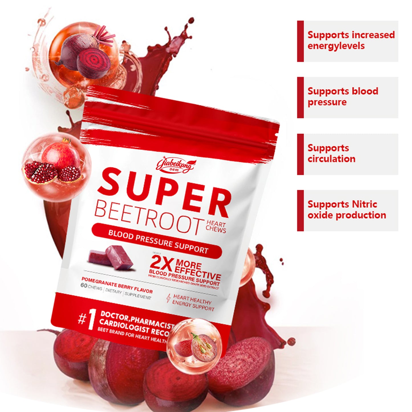 certificate factory NSF HALAL COA GMP wholesale heart blood health products beet root chew gummies