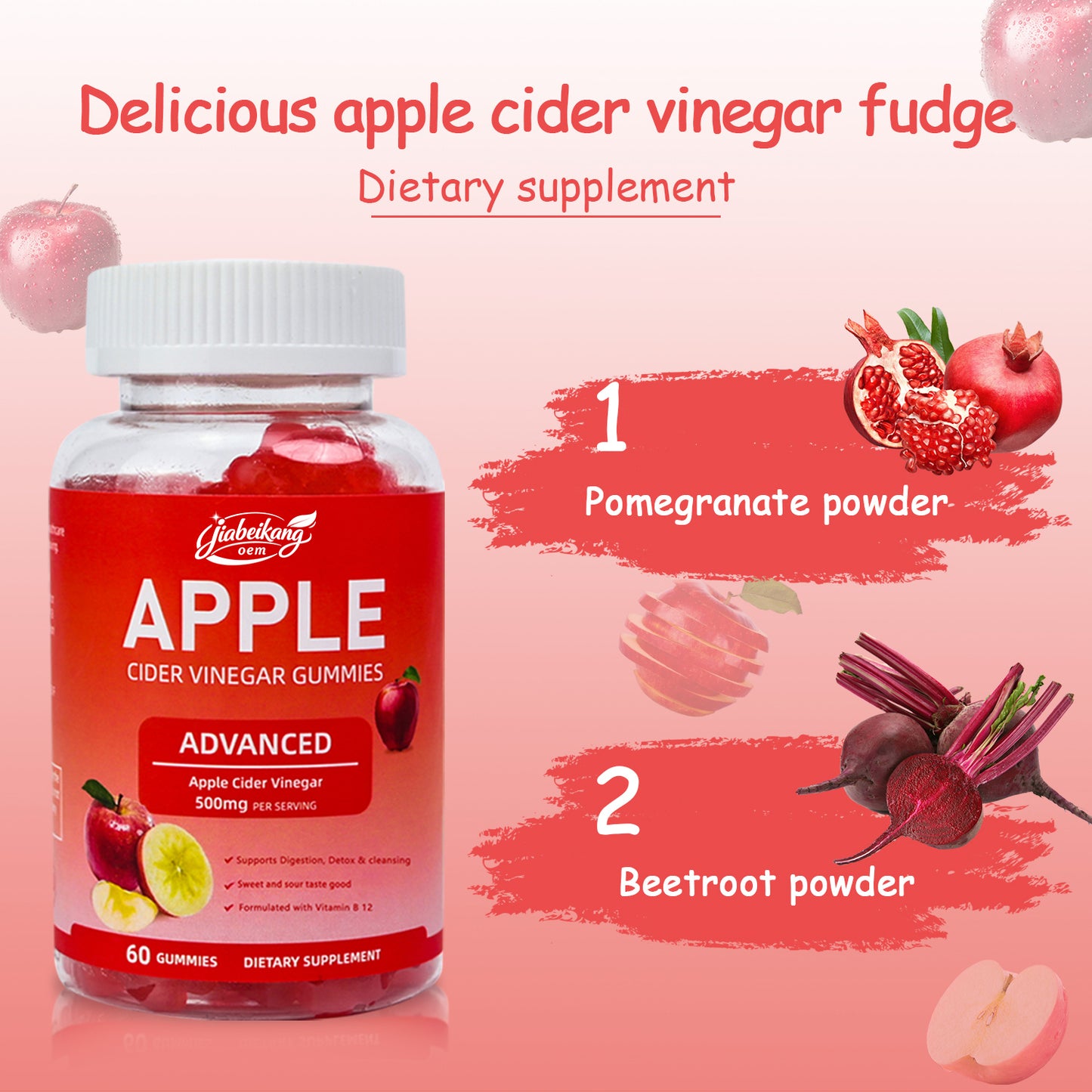 OEM L Carnitine Supplement Health 1000mg Vegan Apple Cider Vinegar Vitamin Gummies