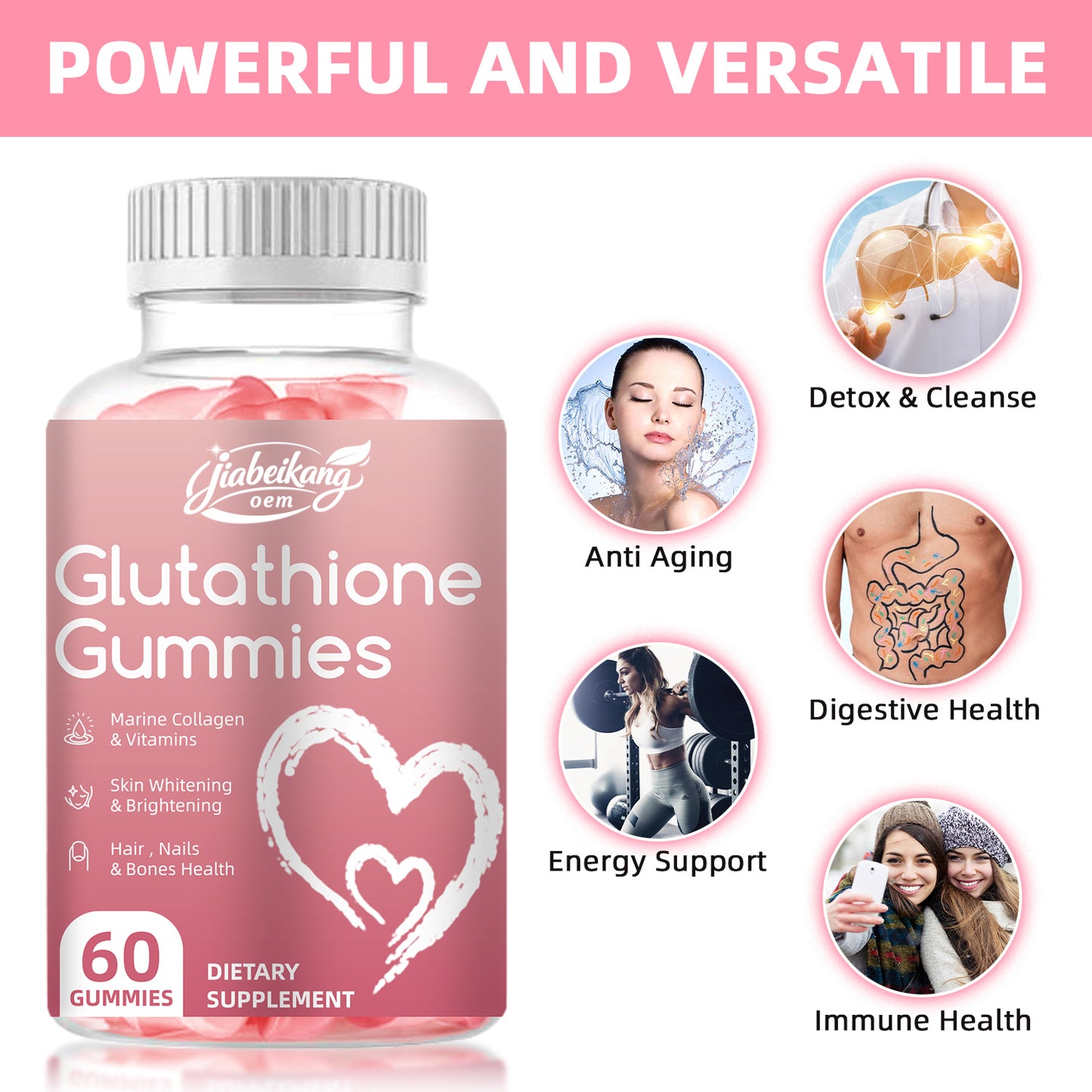 OEM ODM custom skin care beauty white glutathione collagen gummies