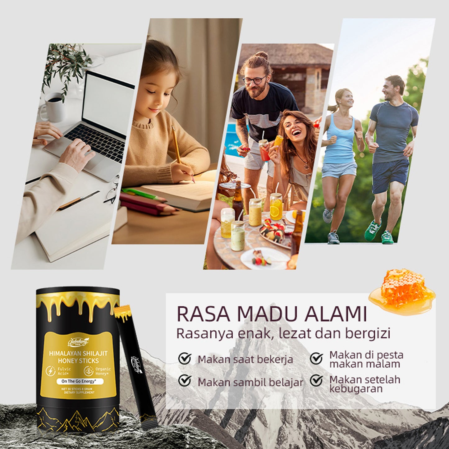 biyode effective formula fulvic acid orginic honey supplement ready stock fast shipping wholesale shilajit honey  sticks