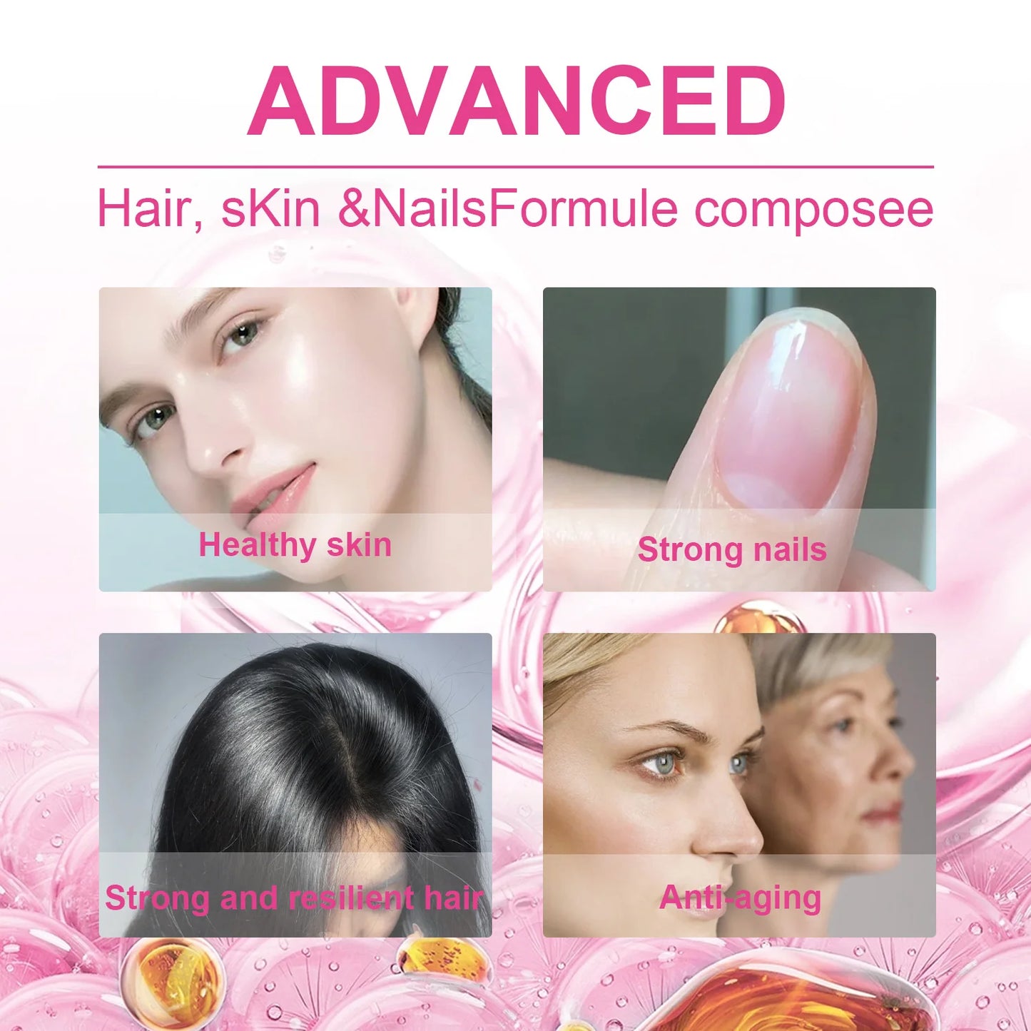 Collagen + Vitamin C Hair Skin Nails Tablets Skin Brightening OEM Private Label Wholesale