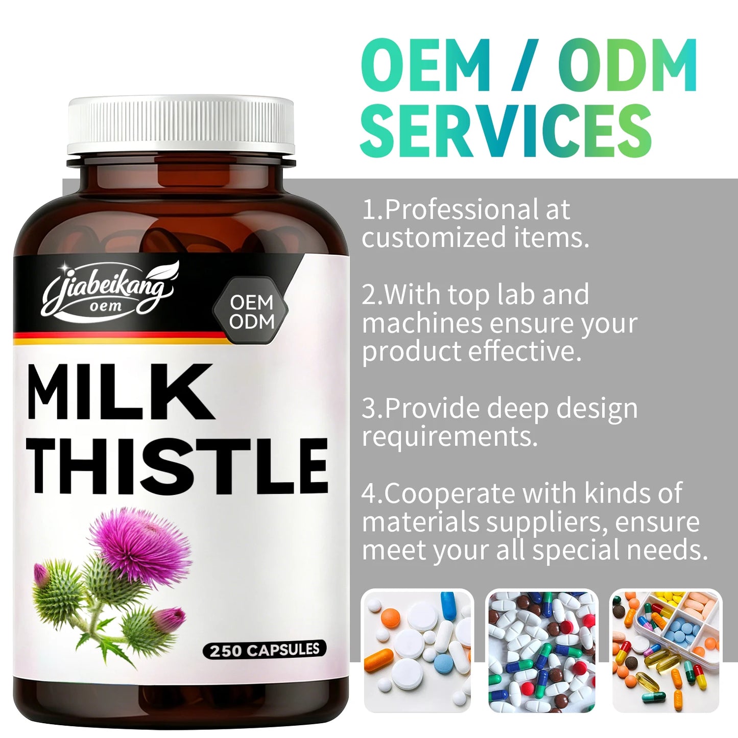 Organic Milk Thistle Herbal Wellness Capsules 1400mg Plant Based Daily Botanical Supplement OEM Private Label Manufacturer