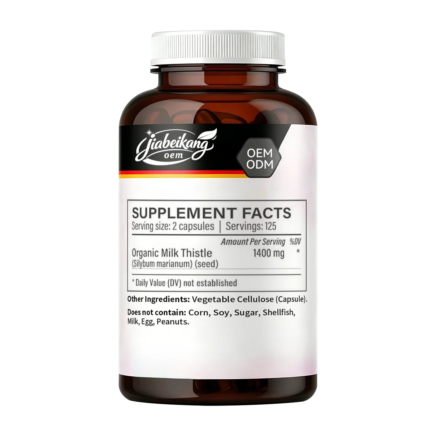 Organic Milk Thistle Herbal Wellness Capsules 1400mg Plant Based Daily Botanical Supplement OEM Private Label Manufacturer