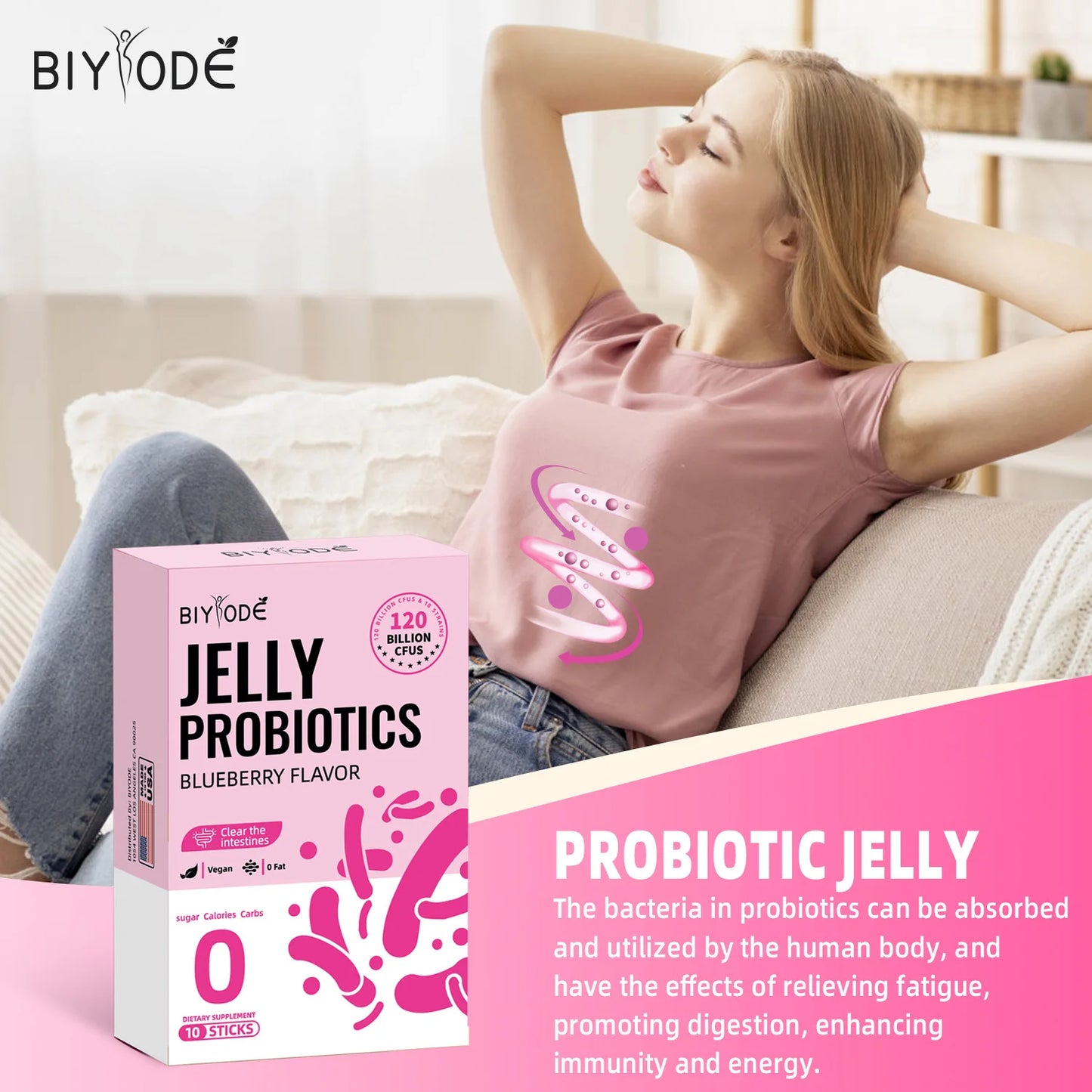 Private Label Probiotic Jelly Blueberry Flavor 120B CFU Gut Support Jelly