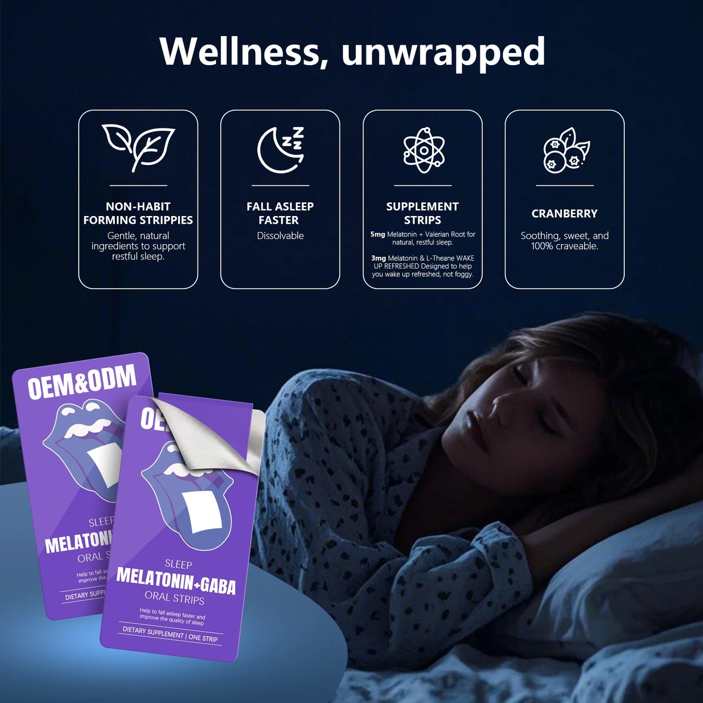 Night Relax Oral Melting Strips OEM ODM Customizable Fast Absorption High Compliance Easy to Take Sleep Aid Film