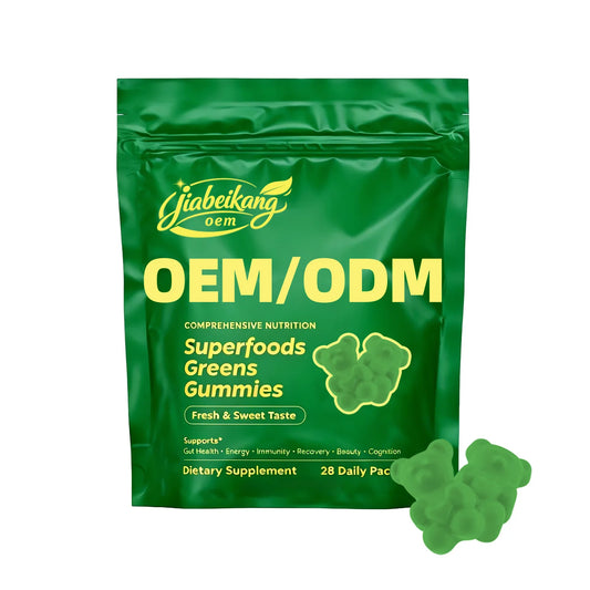 Custom Private Label Super Greens Gummies Vegan Whole Food Multivitamin Supplement with Prebiotic Fiber