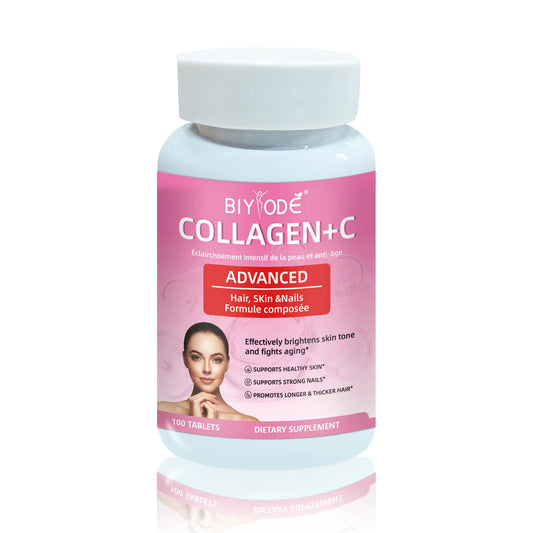 Collagen + Vitamin C Hair Skin Nails Tablets Skin Brightening OEM Private Label Wholesale