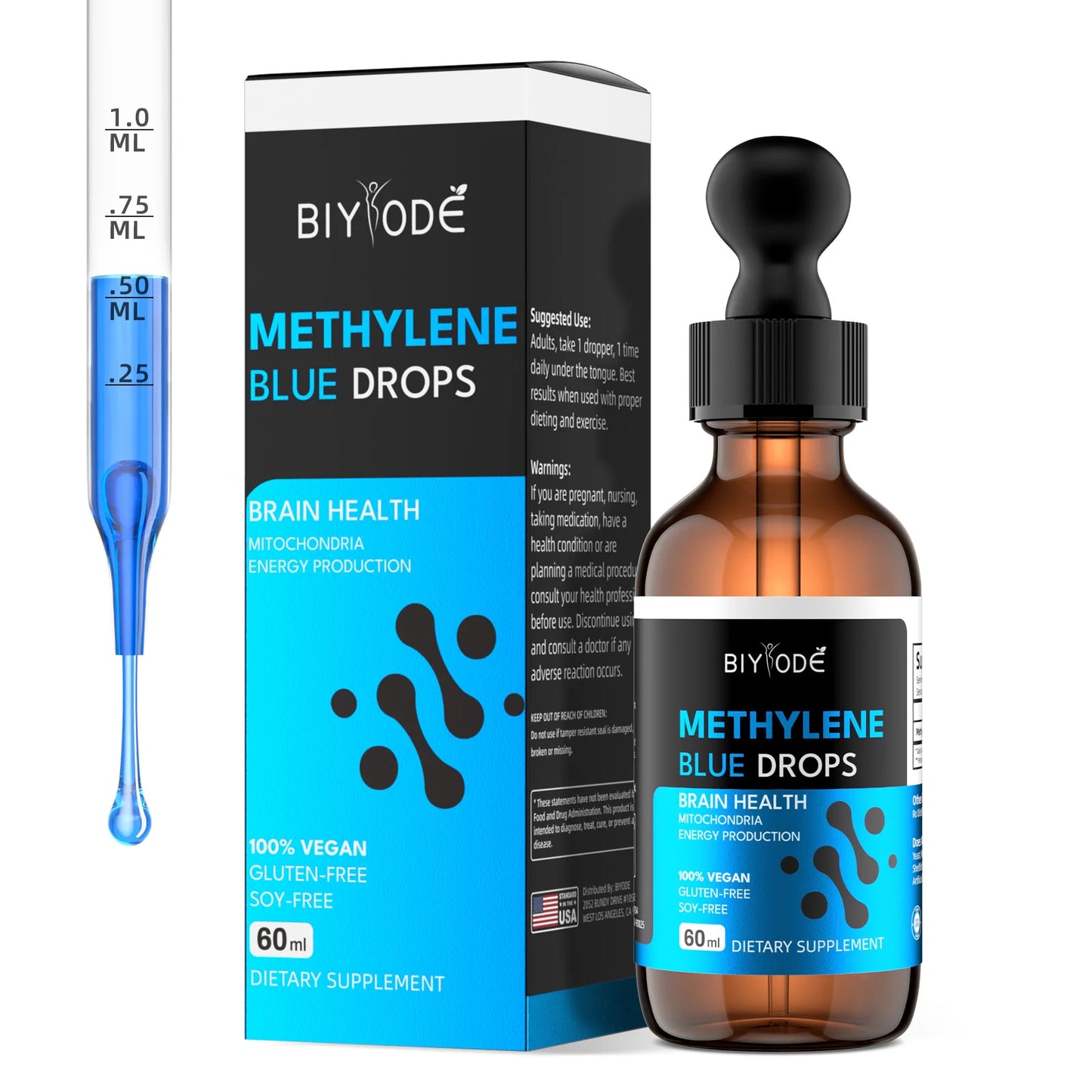 OEM ODM Methylene Blue Drops 2% USP Grade Liquid Supplement Private Label