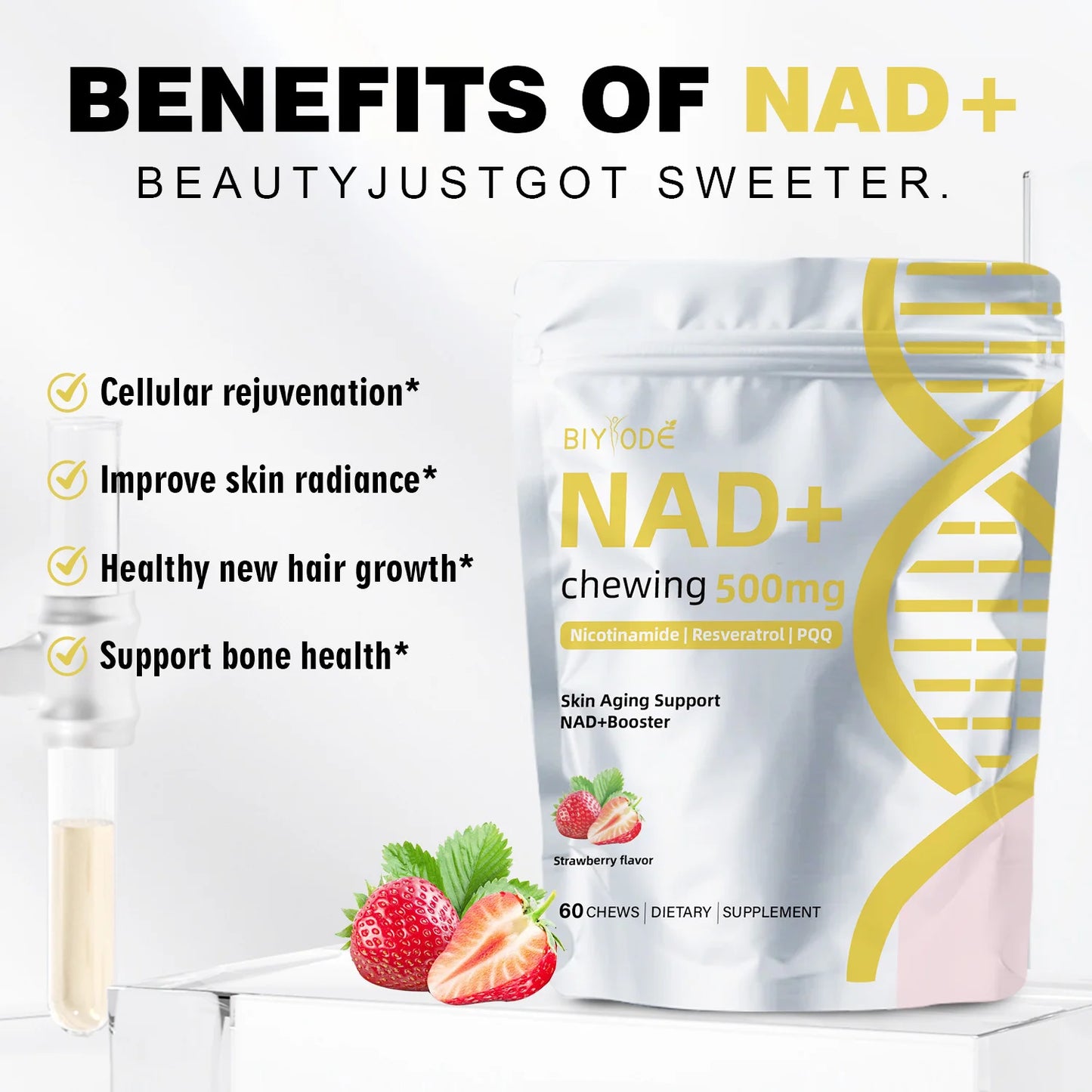 Custom NAD+ Chews 500mg Private Label Chewable Supplement for Energy & Skin Support
