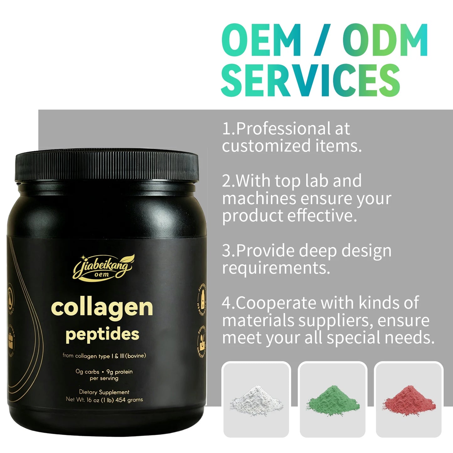 Hydrolyzed Collagen Peptides Powder Type I III Bovine Collagen Protein Unflavored Dietary Supplement