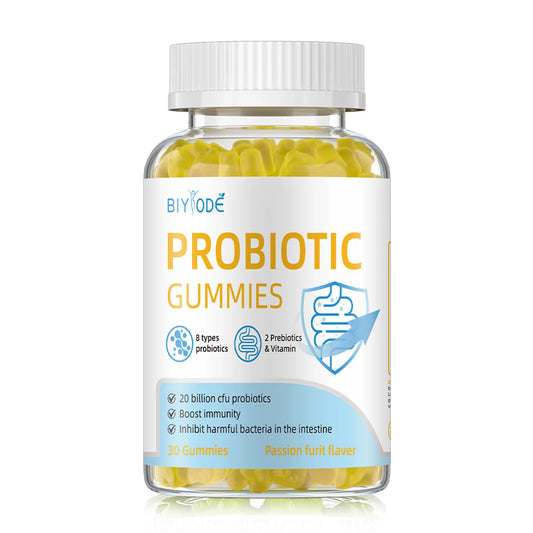 Manufacturer Wholesale Probiotic Gummies CFU with Prebiotics Passion Fruit Flavor Gut Flora Balance Daily Supplement OEM ODM