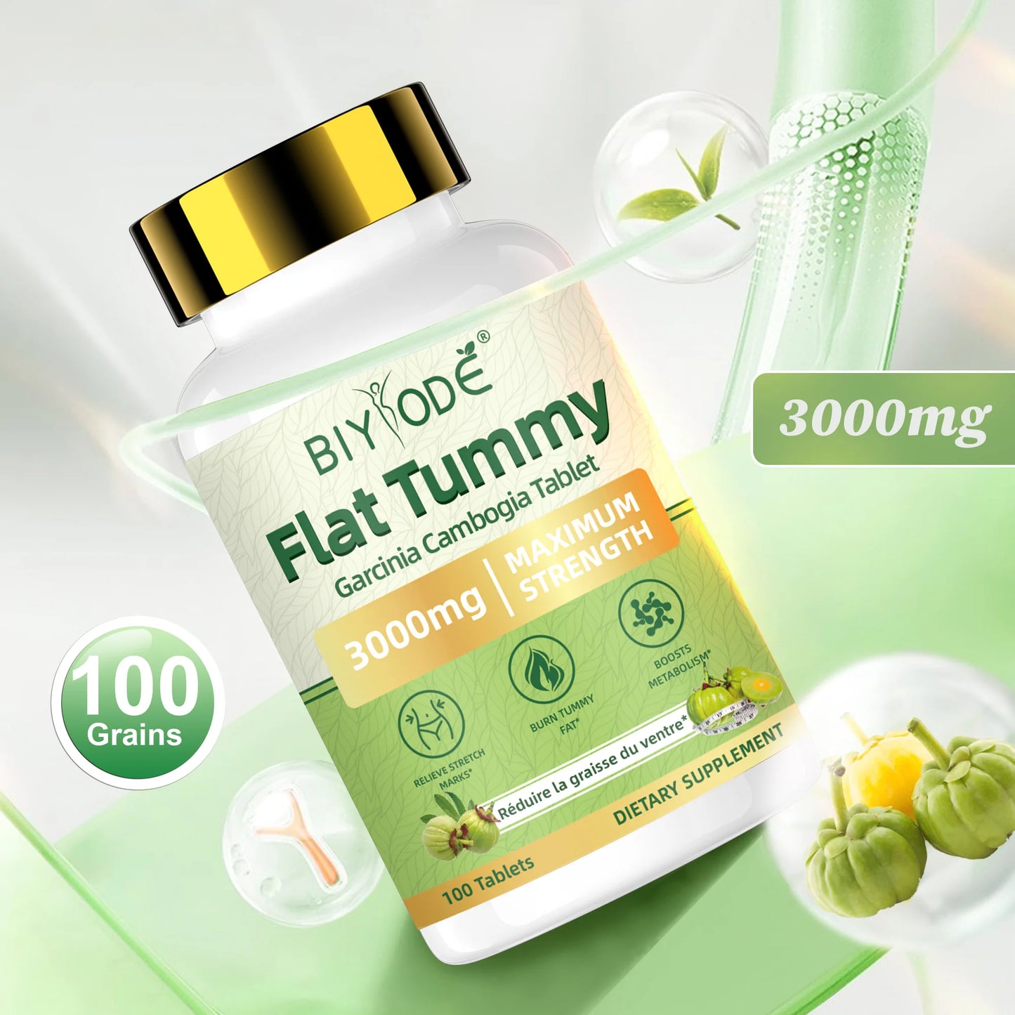 Garcinia Cambogia Dietary Supplement Tablets 3000mg Natural Herbal Extract 100 Tablets OEM Supplier