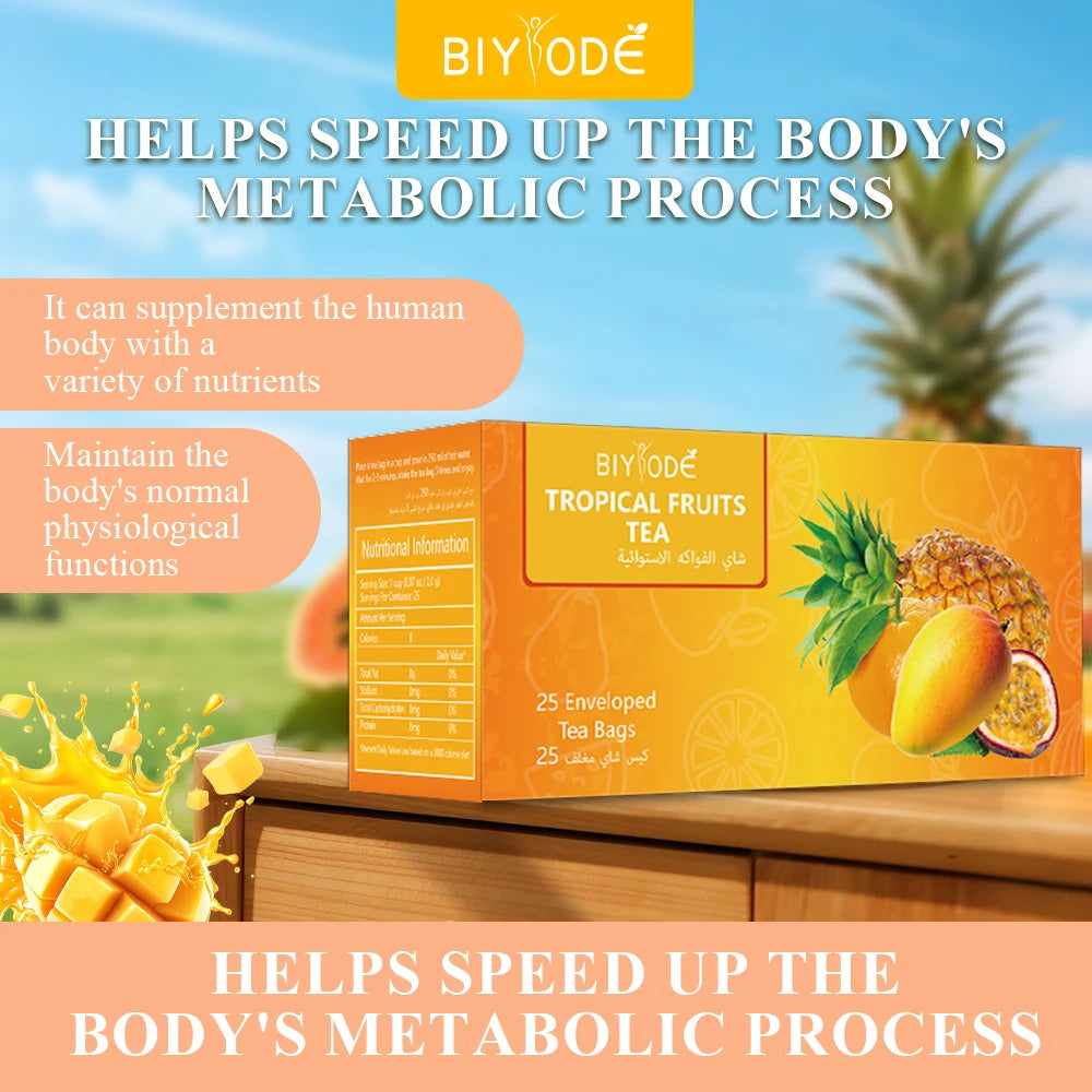 Custom Tropical Fruit Tea Bag Herbal Supplement OEM ODM Private Label Nutrient Support Fiber Enzyme Metabolism Friendly ISO HACCP GMP Certification