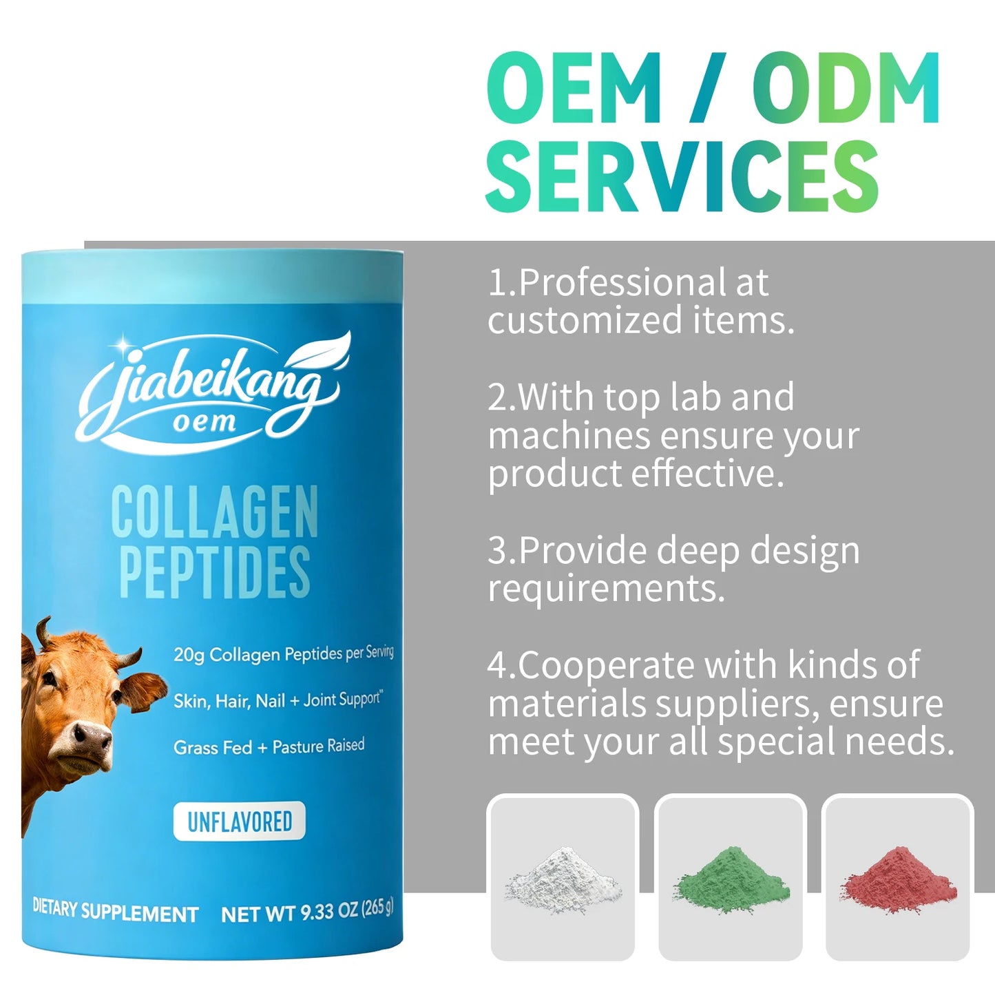 Grass Fed Collagen Peptides Powder Hydrolyzed Bovine Collagen Protein with Vitamin C Hyaluronic Acid Dietary Supplement