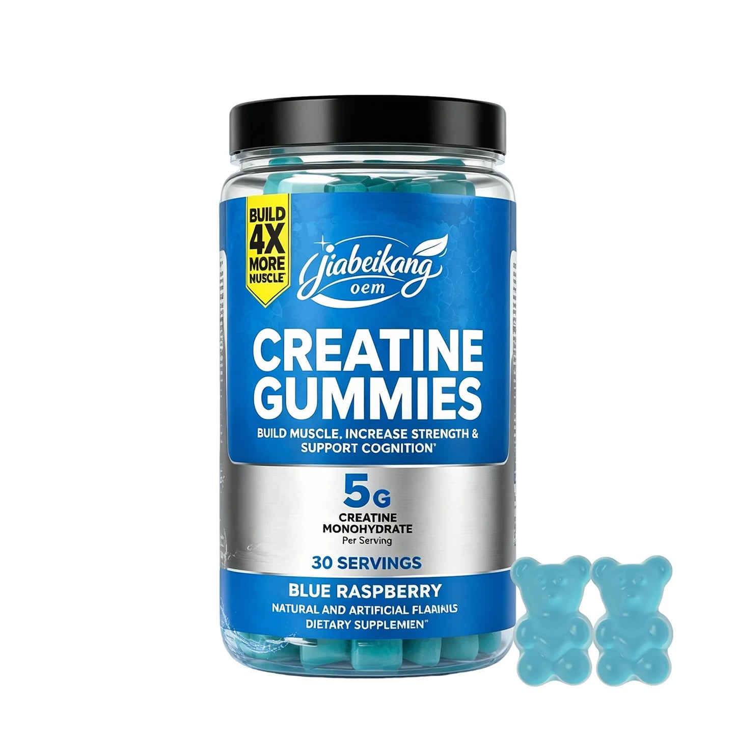Custom Sugar Free Creatine Monohydrate Gummies 5g Per Serving Pectin Sports Nutrition Supplement OEM Manufacturer