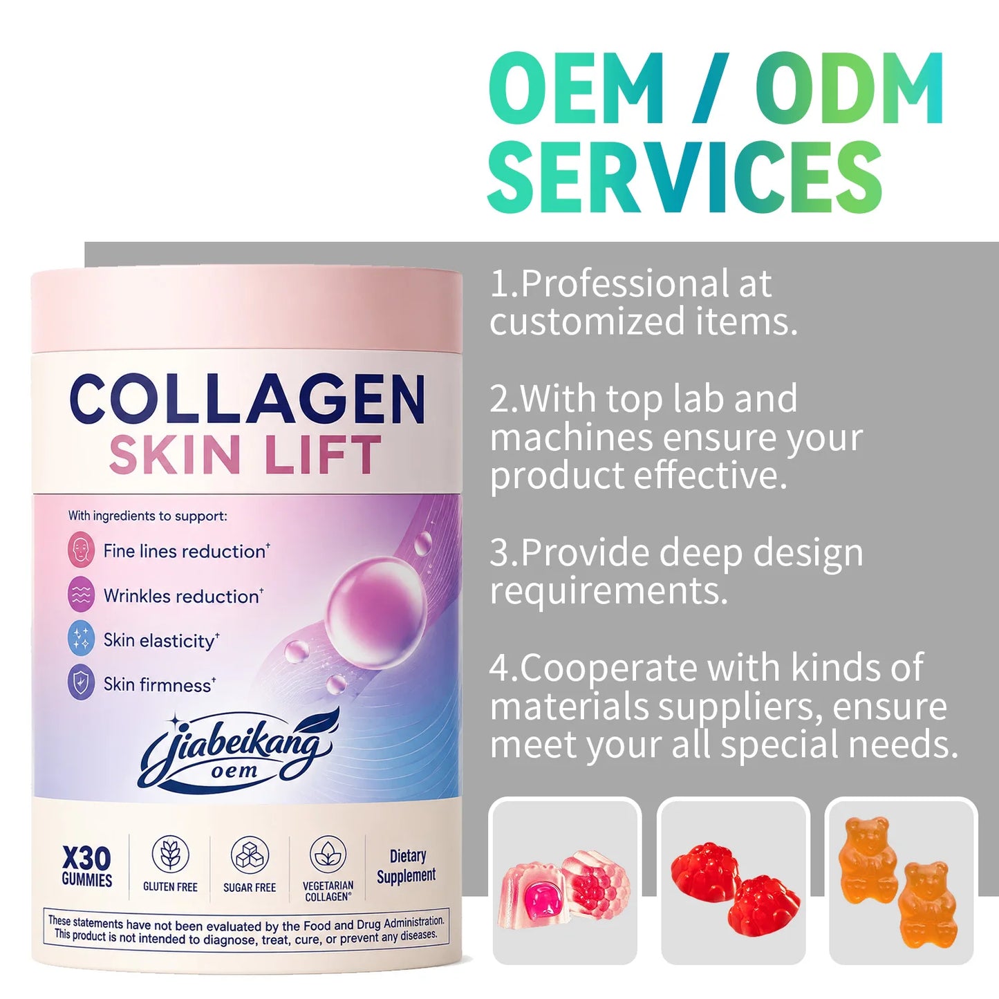 Private Label Plant Collagen Gummies Beauty Support Supplement with Vitamin C Zinc Selenium OEM ODM Wholesale