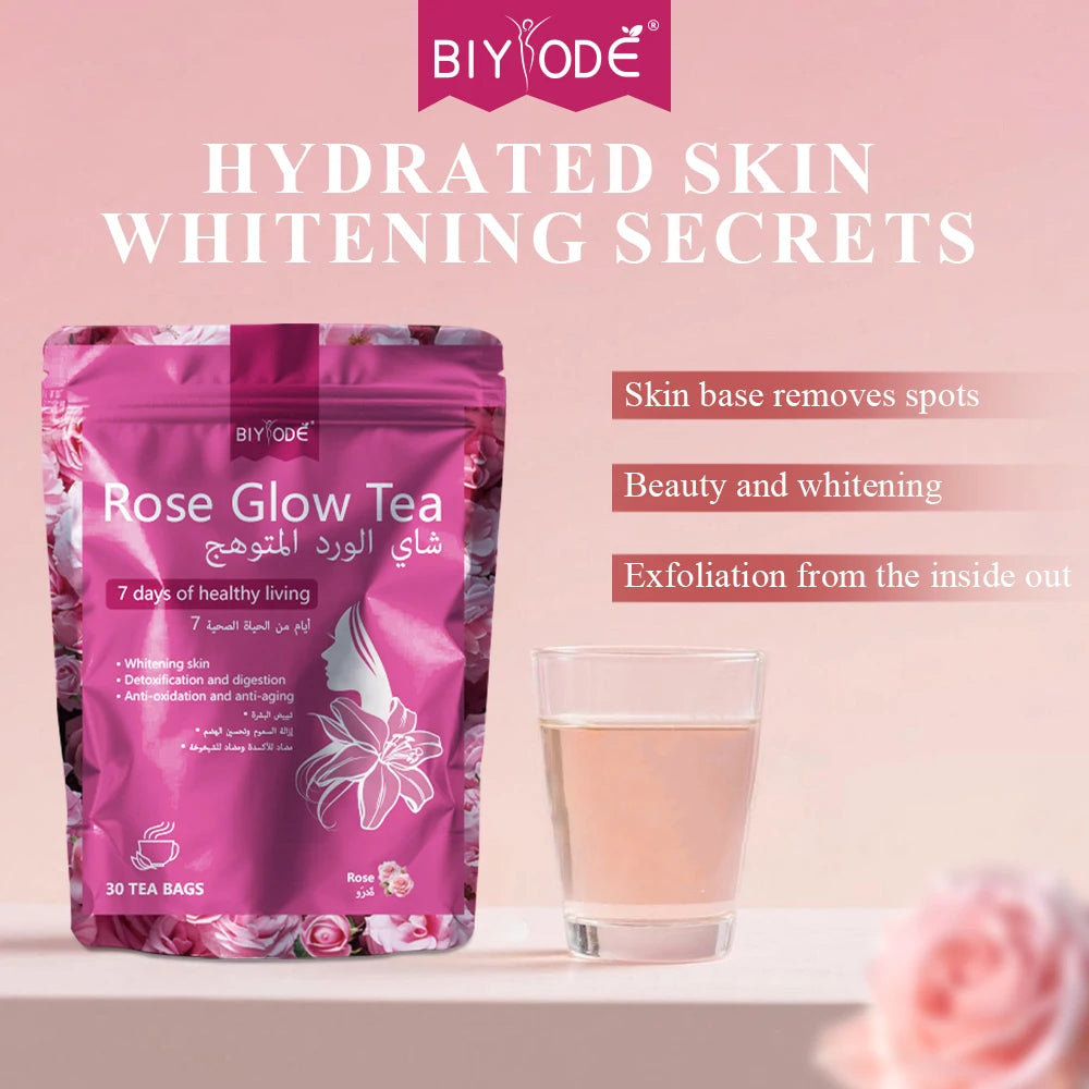 Custom Rose Glow Tea Bag Herbal Supplement OEM ODM Factory Manufacturer Wholesale with Rose Glow Herbal Ingredients Chrysanthemum Antioxidant Detox Support Skin Radiance Glow