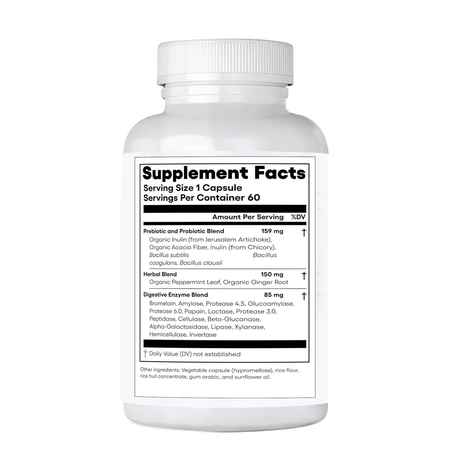 Custom Private Label Digestive Enzymes Capsules with Probiotic Blend and Herbal Complex Vegan Digestive Wellness Manufacturer