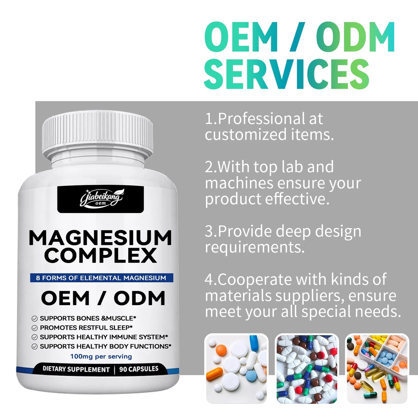 Magnesium Complex 8 Forms High Absorption Supplement 1000mg Supports Sleep Wellness OEM ODM Private Label Manufacturer