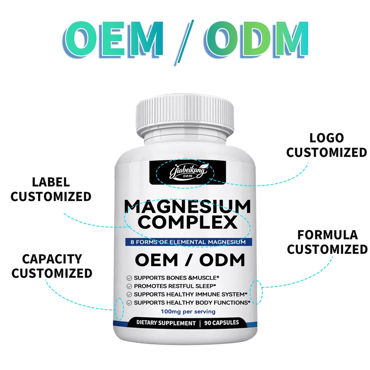 Magnesium Complex 8 Forms High Absorption Supplement 1000mg Supports Sleep Wellness OEM ODM Private Label Manufacturer