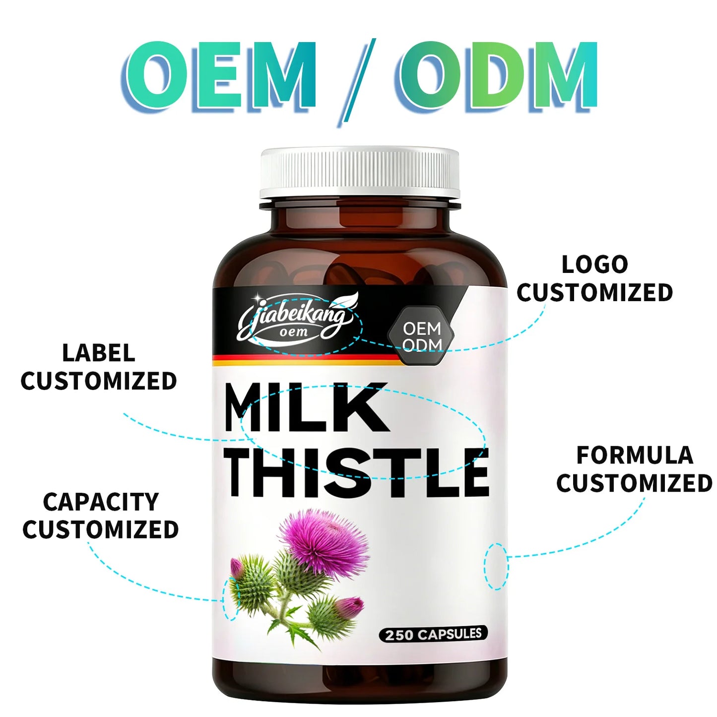 Organic Milk Thistle Herbal Wellness Capsules 1400mg Plant Based Daily Botanical Supplement OEM Private Label Manufacturer