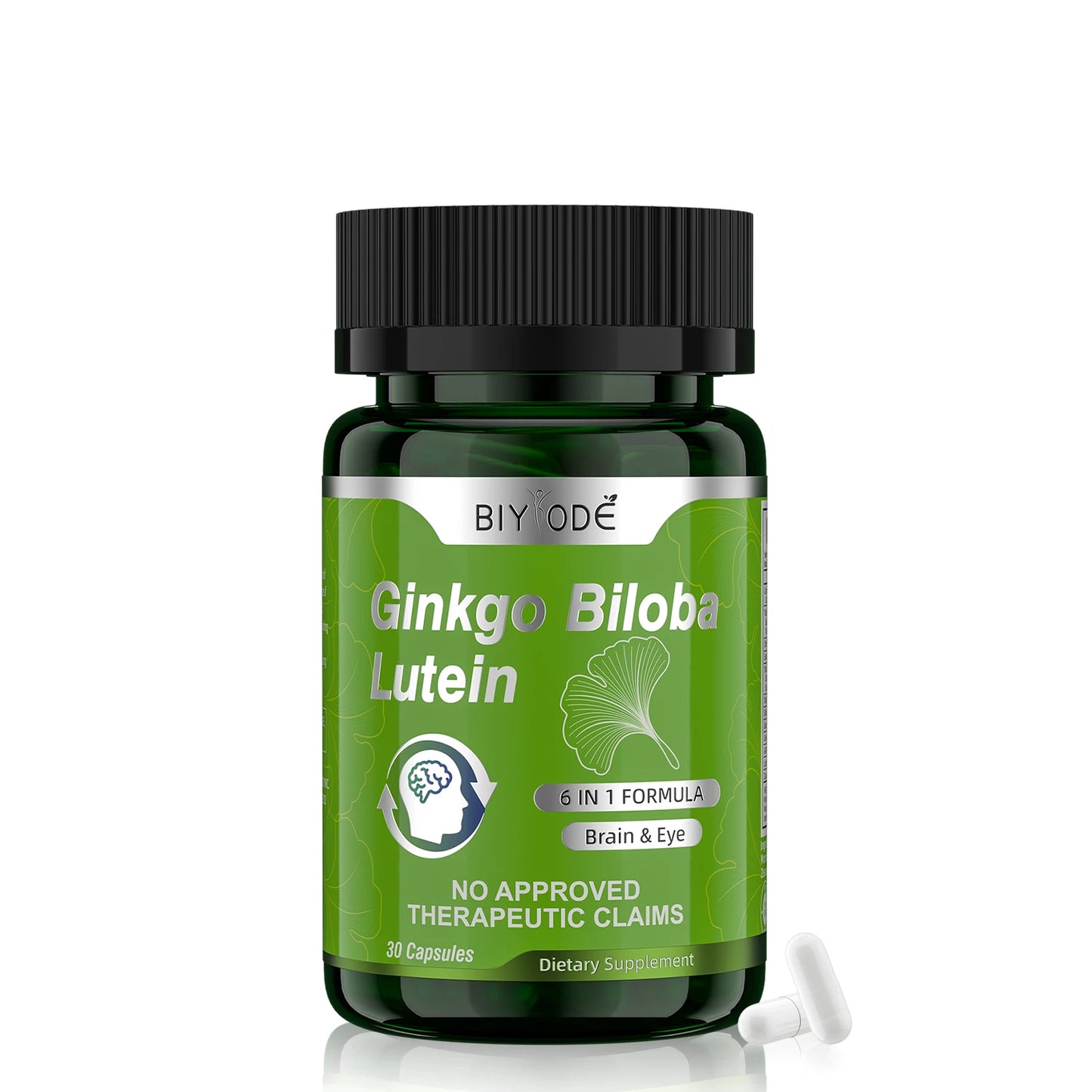 OEM Private Label Ginkgo Biloba Lutein Capsules 6 in 1 Herbal Blend Brain Eye Support Vegan Supplement