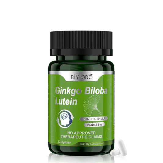 OEM Private Label Ginkgo Biloba Lutein Capsules 6 in 1 Herbal Blend Brain Eye Support Vegan Supplement