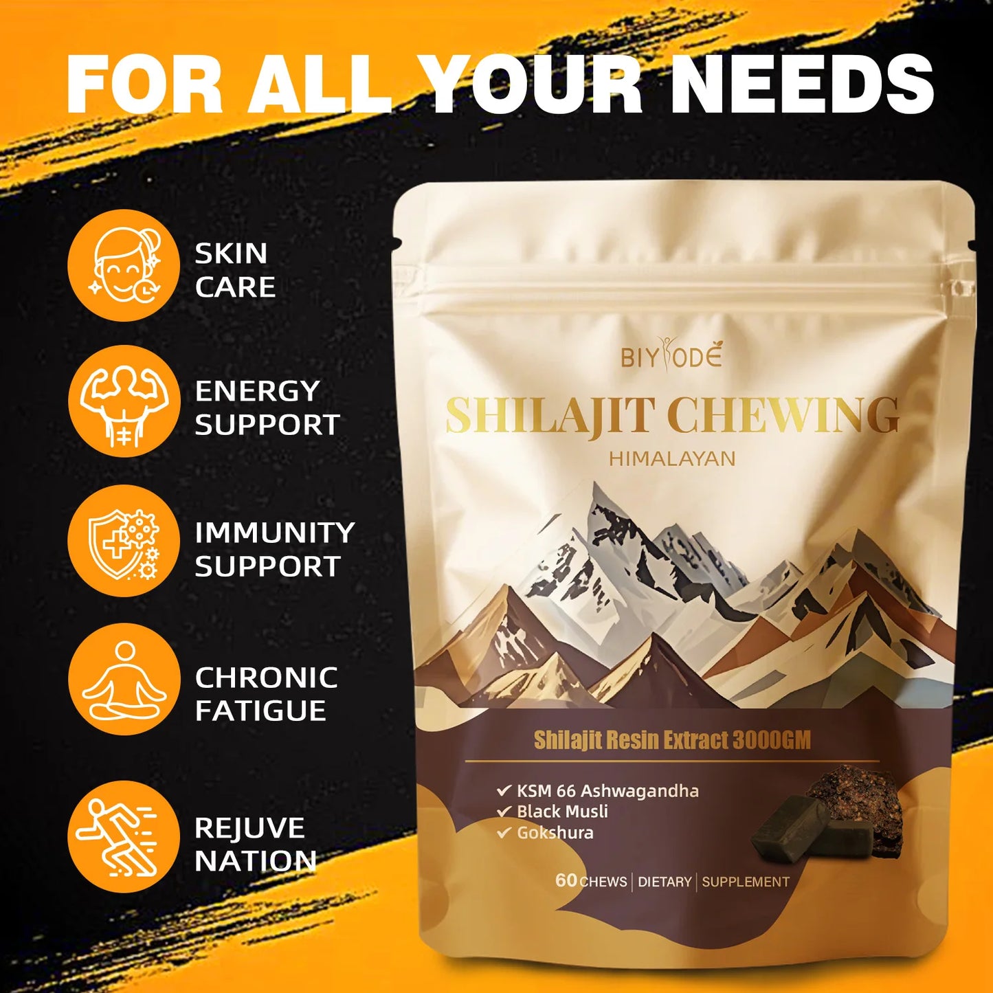 OEM ODM Shilajit Chewables 3000mg Natural Herbal Dietary Supplement Easy Daily Intake