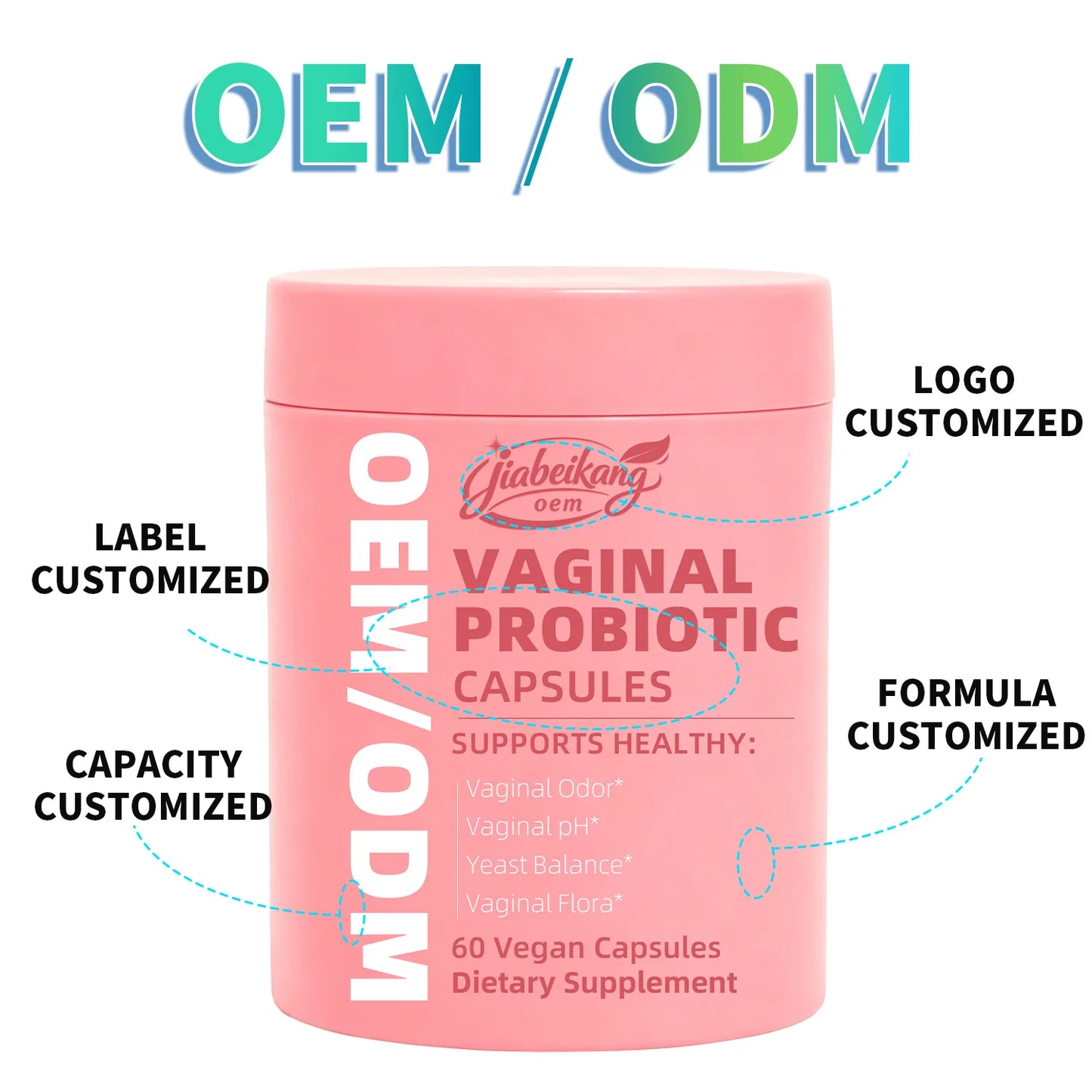 Custom Private Label Women Probiotic Capsules Multi Strain 5 Billion CFU Daily Balance Supplement GMP Certified