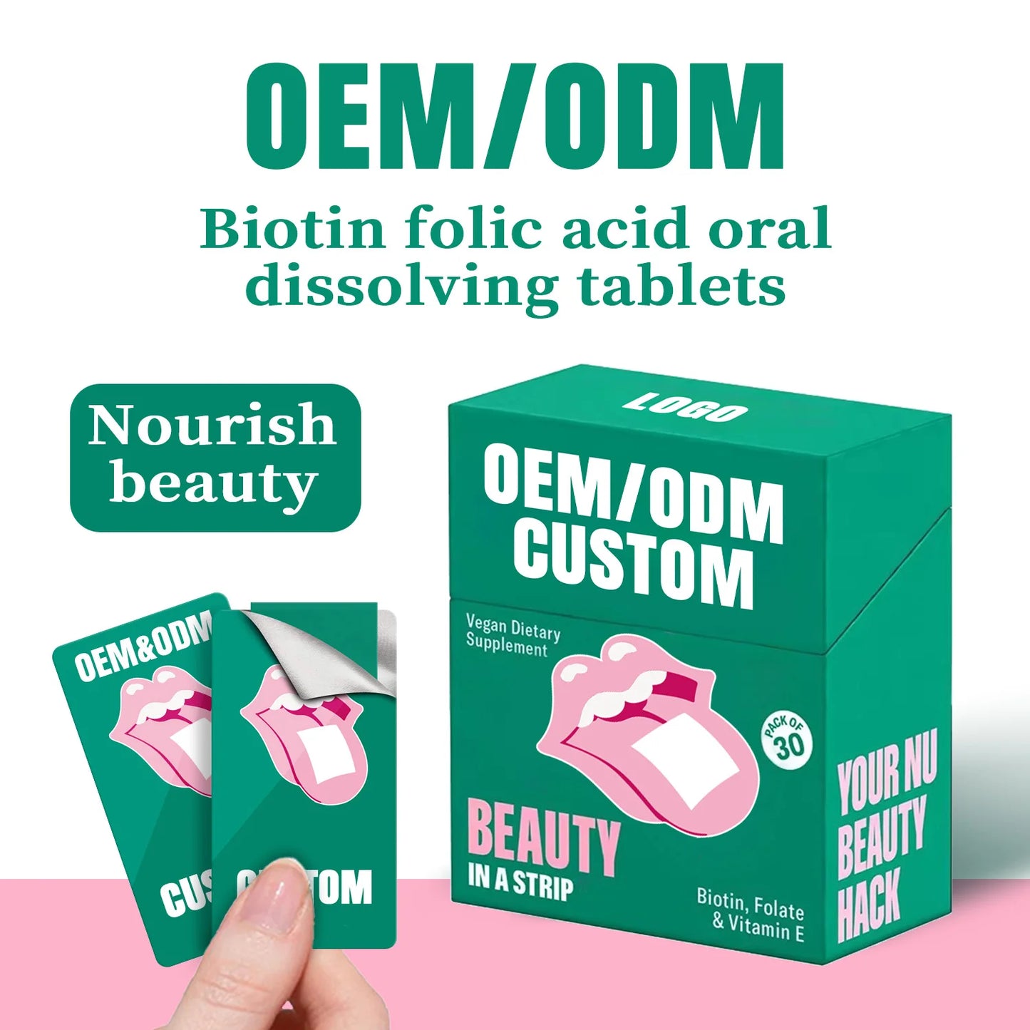 Beauty in a Strip High Potency Biotin Oral Strips with Folate and Vitamin E