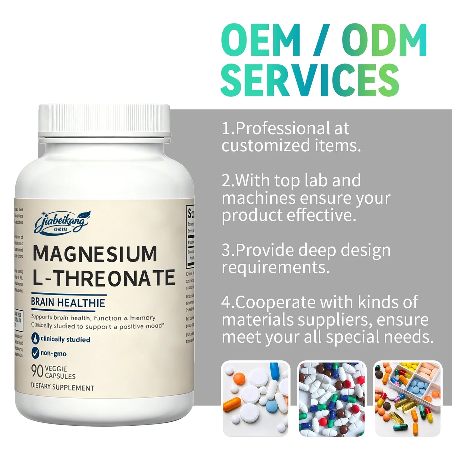Private Label Magnesium L Threonate Capsules Brain Wellness Support Vegan Magnesium Supplement OEM ODM Manufacturer
