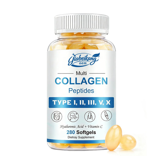 OEM Multi Collagen Peptides Softgels with Hyaluronic Acid Biotin and Vitamin C Daily Beauty Support Supplement