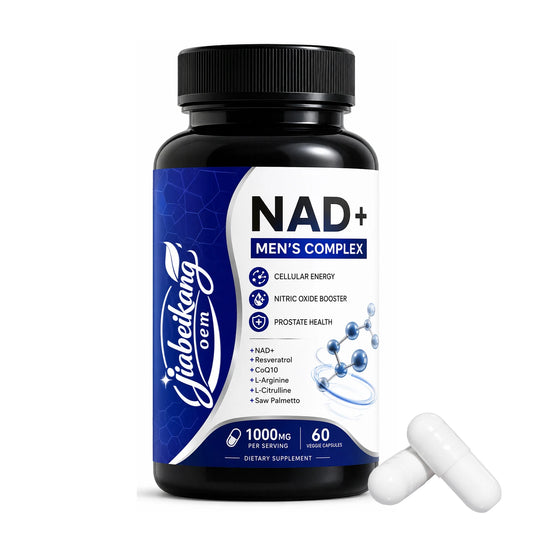 Custom Private Label Mens NAD Plus Precursor Capsules with Zinc Maca Root L Arginine Herbal Wellness Supplement Manufacturer