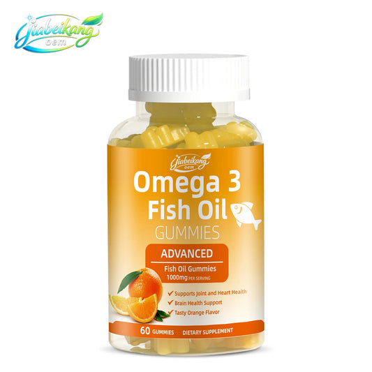 Omega 3 Fish Oil Gummies EPA DHA 500mg High Potency Support Heart Brain Wellness Sugar Free Orange Flavor 60 Gummies