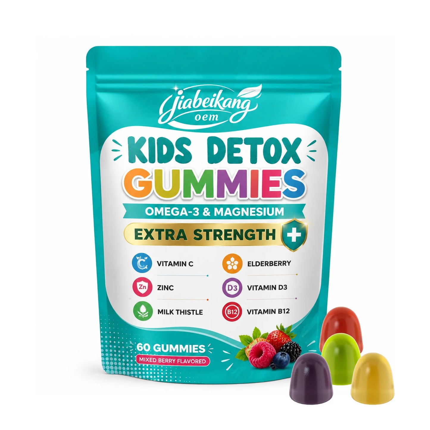 OEM Private Label Kids Nutritional Gummies Vitamin D3 B12 Magnesium Zinc Omega 3 Sugar Free Daily Wellness Supplement