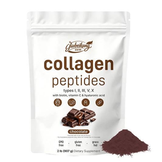 Chocolate Multi Collagen Peptides Powder Type I II III V X with Biotin Vitamin C Hyaluronic Acid 2lb Dietary Supplement