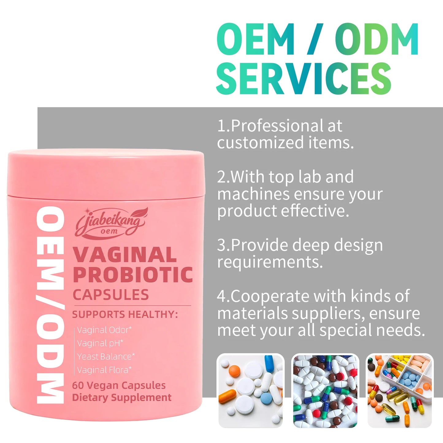 Custom Private Label Women Probiotic Capsules Multi Strain 5 Billion CFU Daily Balance Supplement GMP Certified