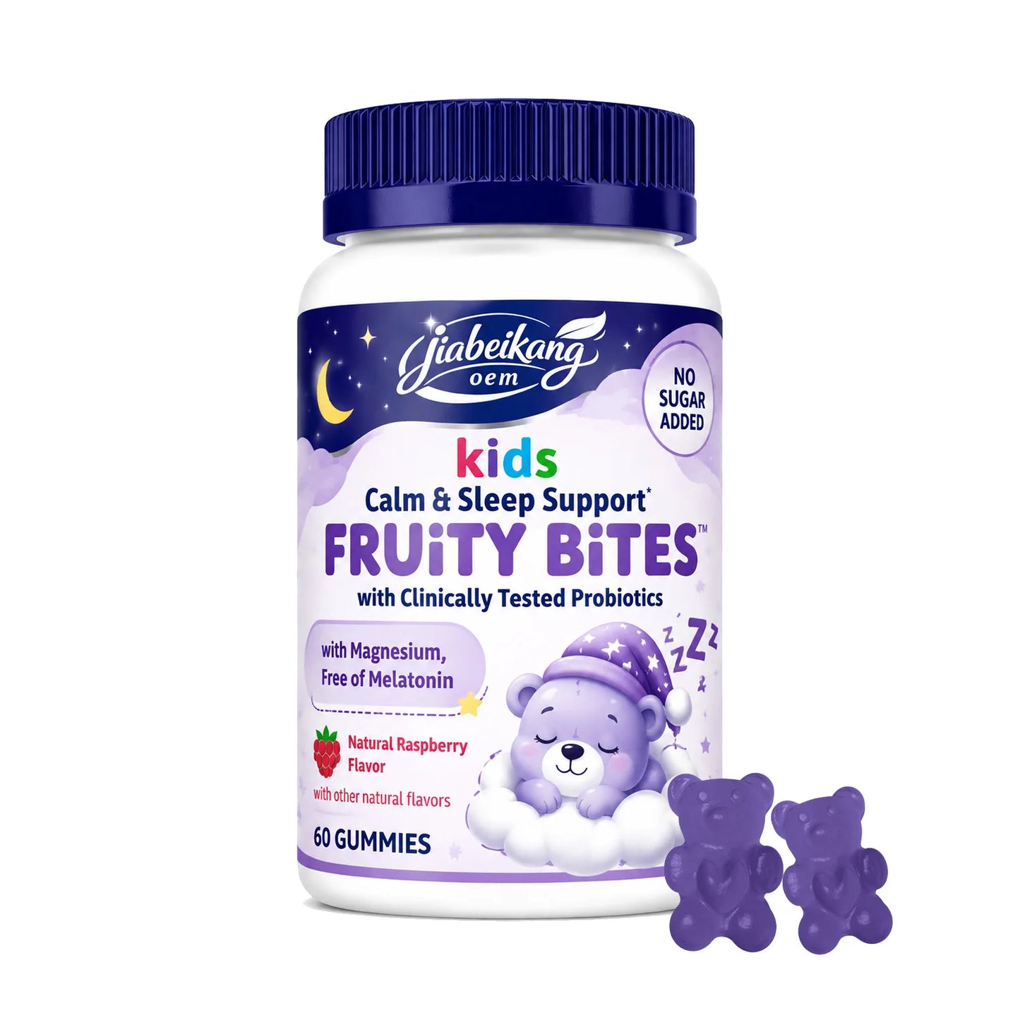 OEM Kids Sleep Support Gummies with Probiotics Prebiotic Fiber Lemon Balm Chamomile Private Label