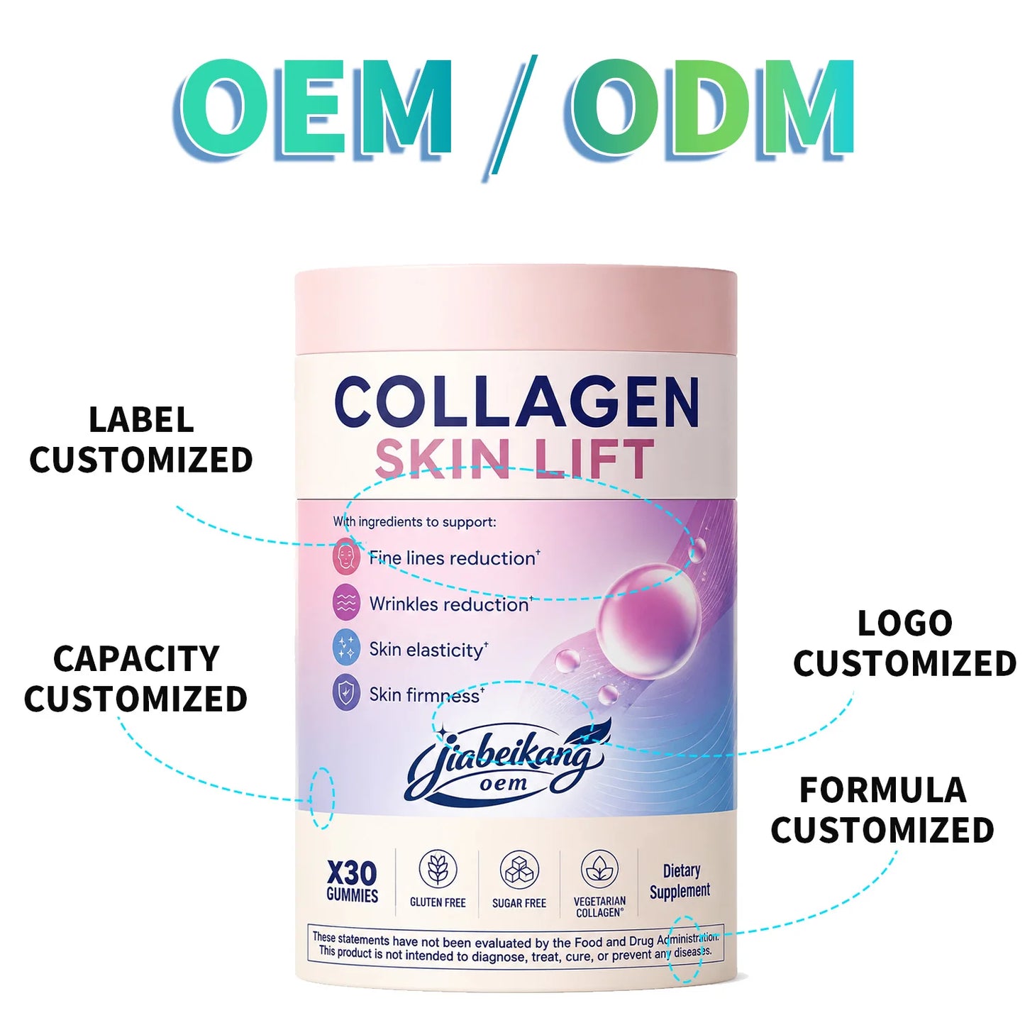 Private Label Plant Collagen Gummies Beauty Support Supplement with Vitamin C Zinc Selenium OEM ODM Wholesale