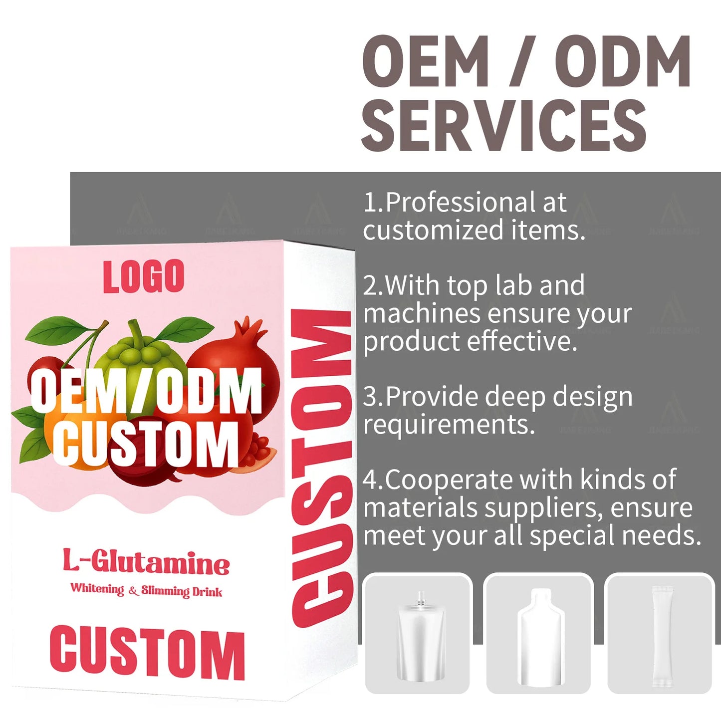 Complete OEM & ODM Solutions for L-Glutamine Whitening & Slimming Drink Brands