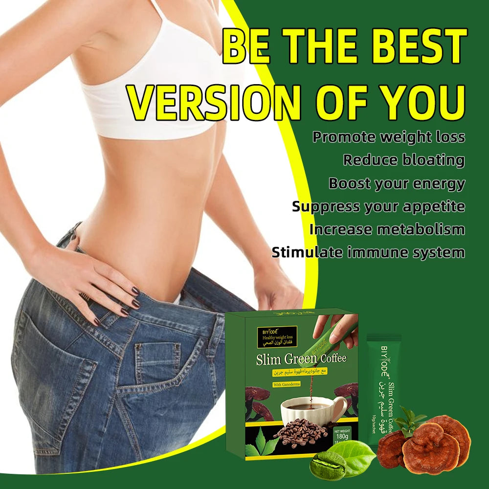 OEM ODM Custom Slim Green Coffee Lingzhi Ganoderma Herbal Coffee Powder Private Label Instant Coffee HALAL GMP Approved Detox Slimming Coffee Appetite Suppressant Energy Booster Fat Burning Coffee